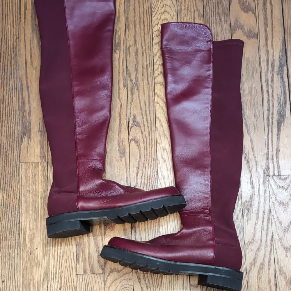 Stuart Weitzman Red Leather Over The Knee Boots